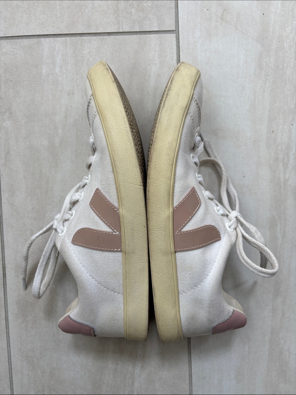 Veja Esplar SE White Canvas Sneakers Pink Logo 8 - Picture 6 of 12